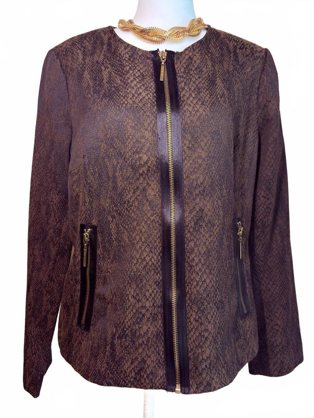 Vintage Dana Buchman Brown Snakeskin Print Jacket 12